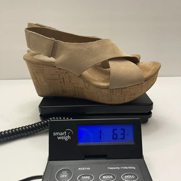 Clarks Sandals Caslynn Shae Platform Slingback Beige Light Tan Size 8 Wedge Cork - Picture 11 of 11